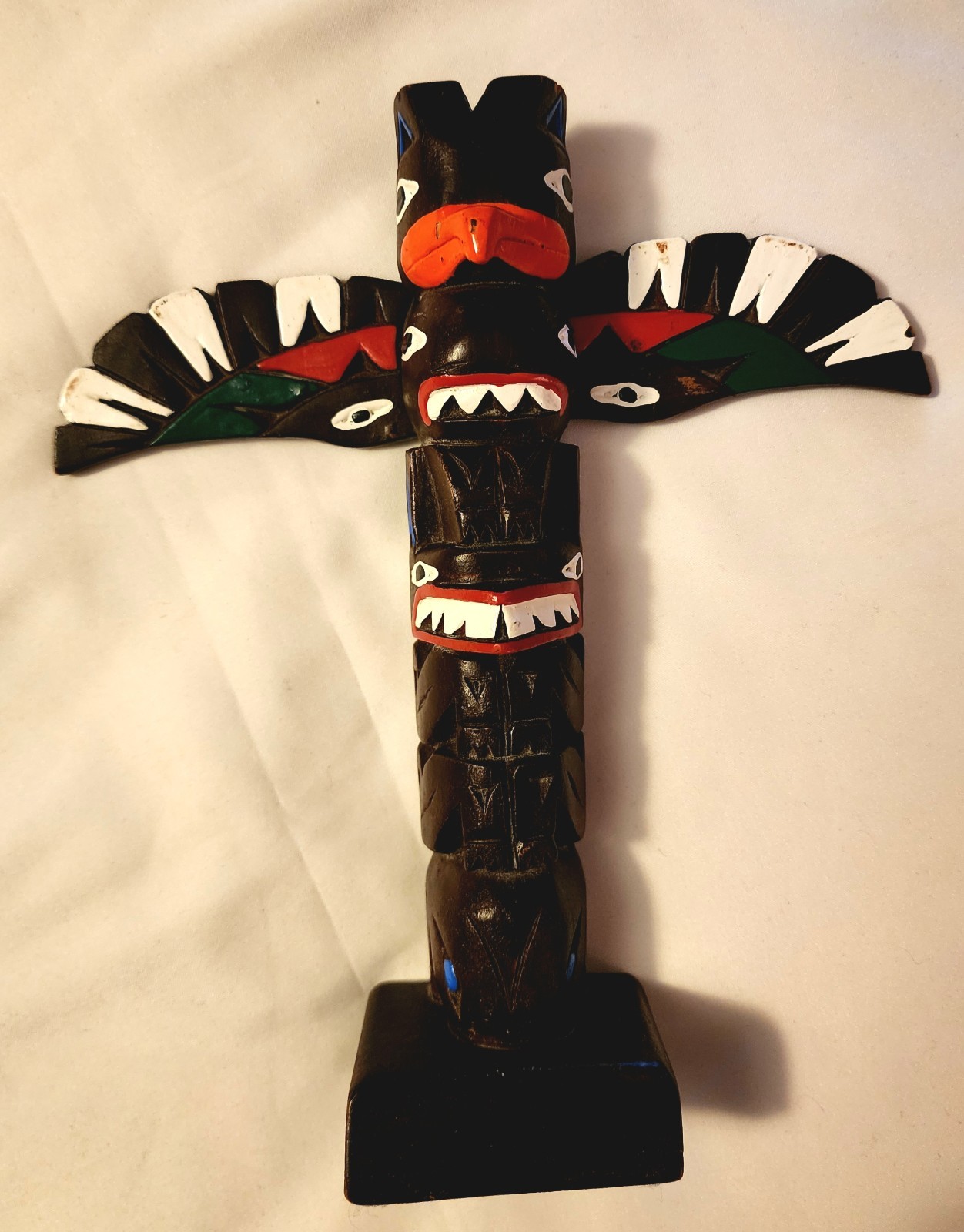 Vintage Ketchikan Eagle Totem Pole Hand-Carved & Painted Wood Made in Alaska Vintage Ketchikan Eagle Totem Pole Hand-Carved & Painted Wood Made in Alaska