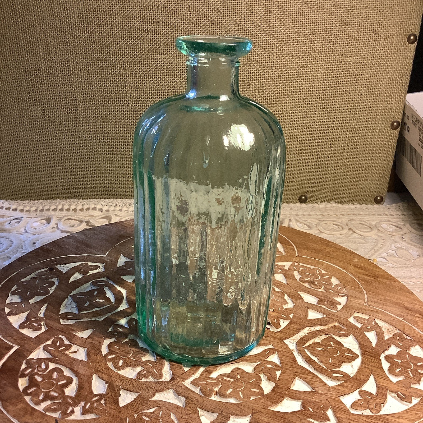 Antique Aqua Glass Chemist Poison Bottle 8\