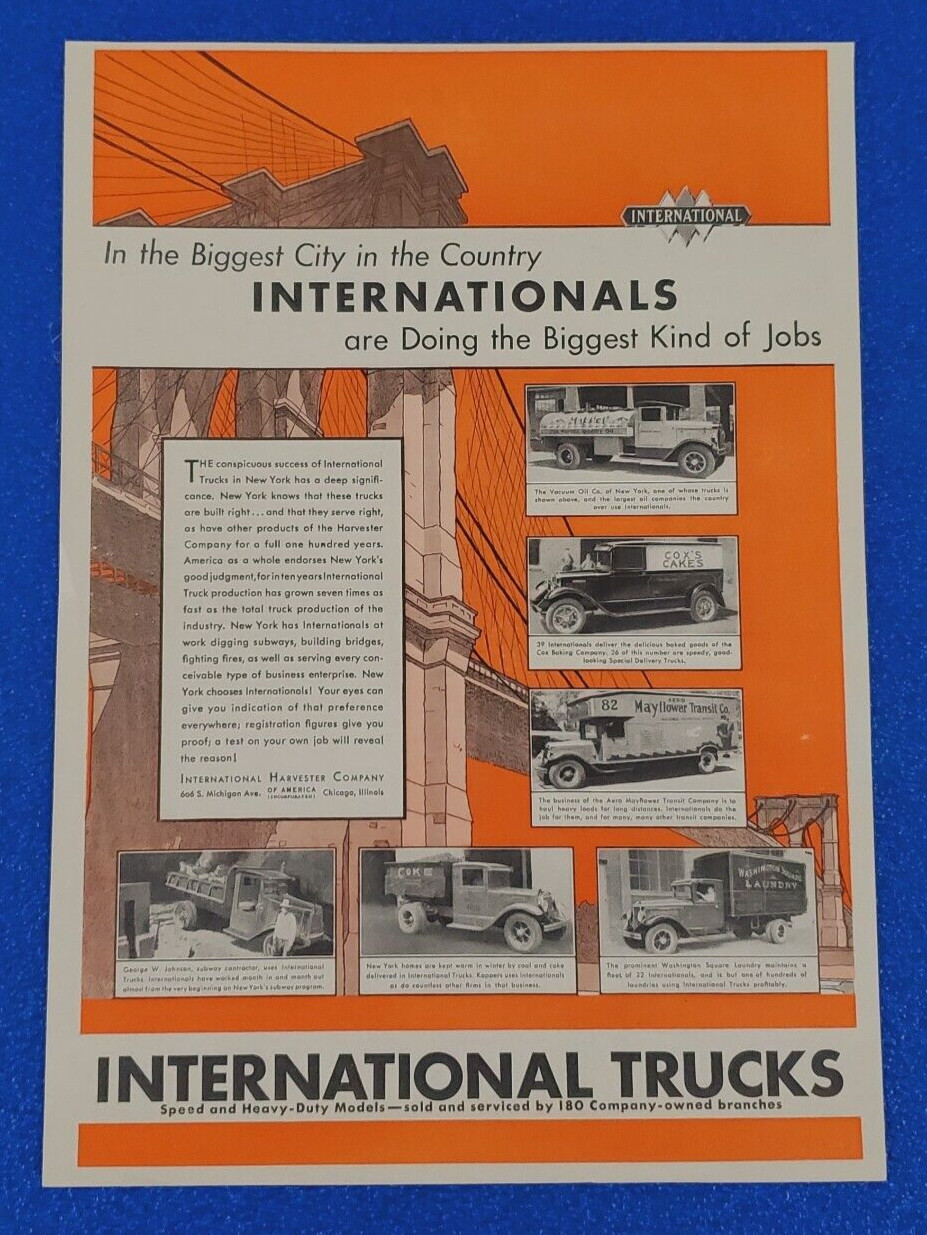 1931 INTERNATIONAL HARVESTER TRUCK ORIGINAL VINTAGE PRINT AD USA ICON SHIPS FREE