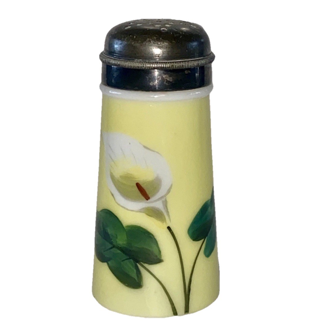 Antique Mt Washington CF Monroe Calla Lily Creased Neck Sugar Shaker Muffineer