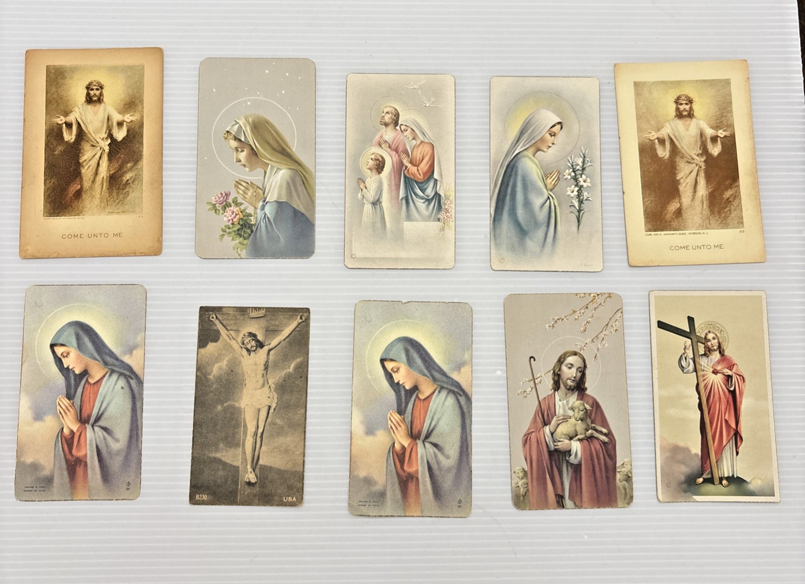 Lot of 10 Catholic Prayer Funeral Holy Cards Jesus Mary 1950s 1960s Ephemera