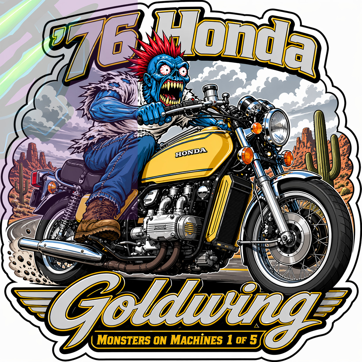 1976 Honda Goldwing GL1000 Motorcycle 9x9cm Durable Die-Cut Vinyl Sticker 1 of 5