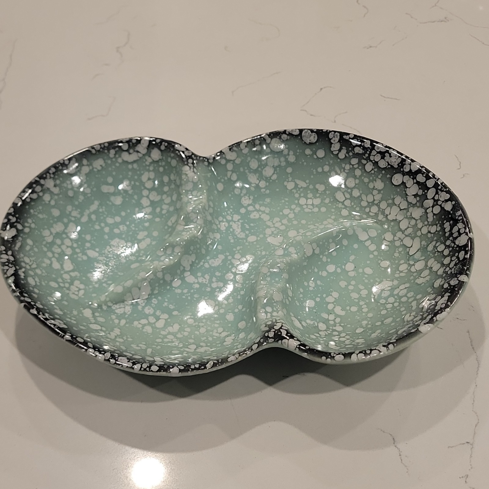 Vintage Mid Century Ceramic Ashtray USA 1025 Turquoise Splatter Glaze MCM Atomic Vintage Mid Century Ceramic Ashtray USA 1025 Turquoise Splatter Glaze MCM Atomic