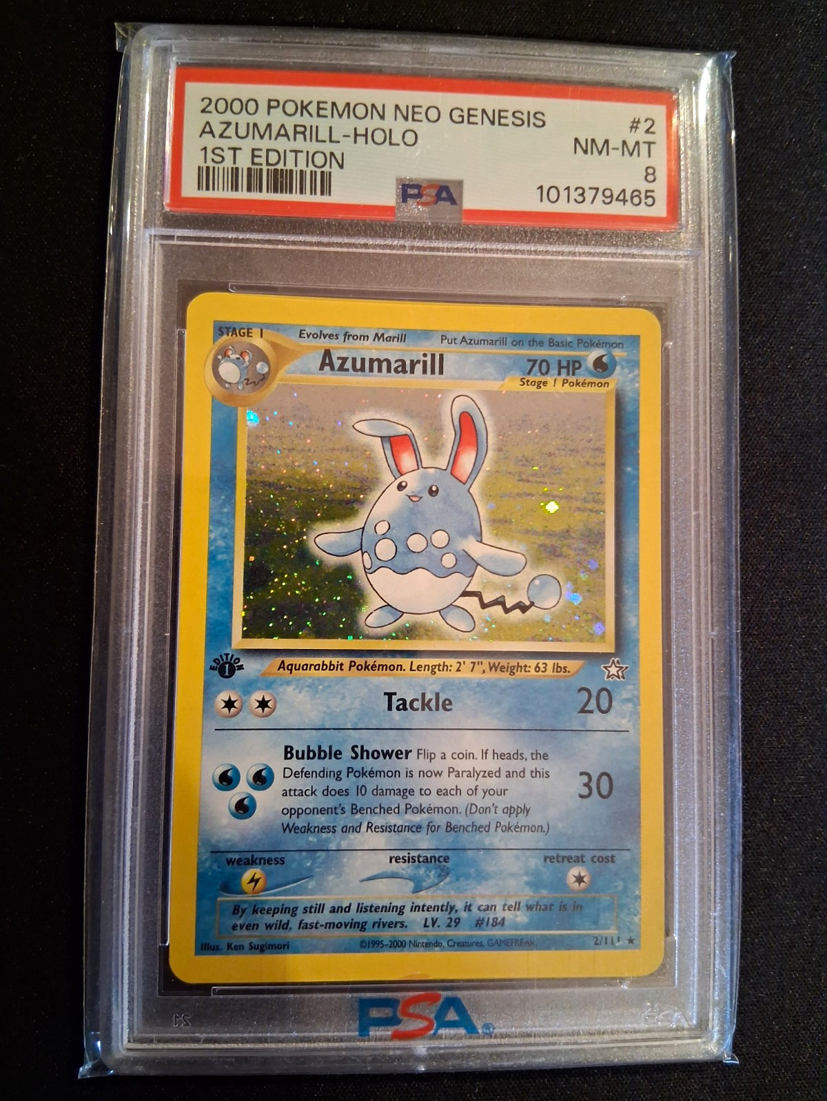 Pokemon Neo Genesis 2000 Azumarill Holo 1st Edition #2 PSA 8 English