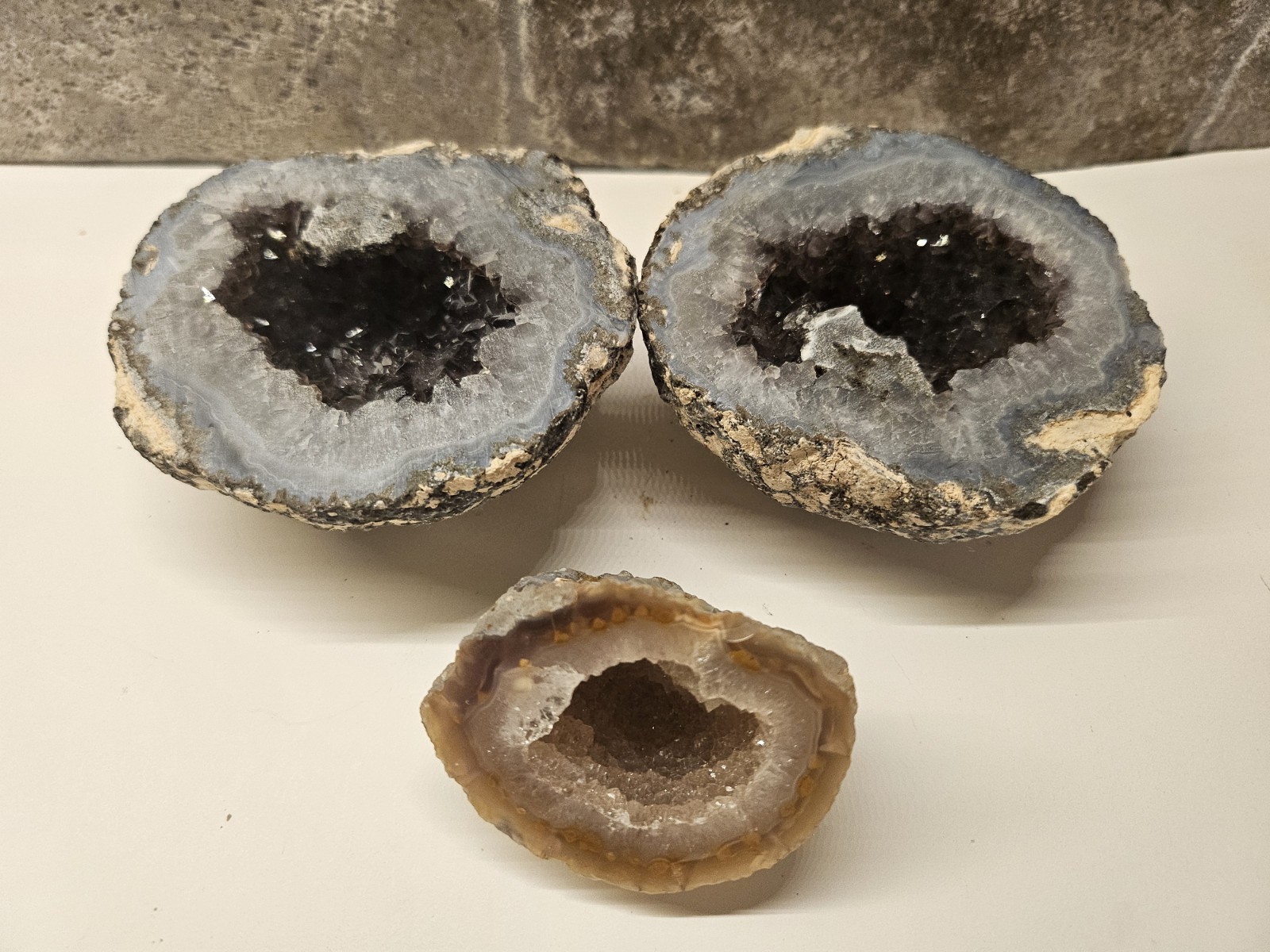 Agate Geode Pair ~3.5\