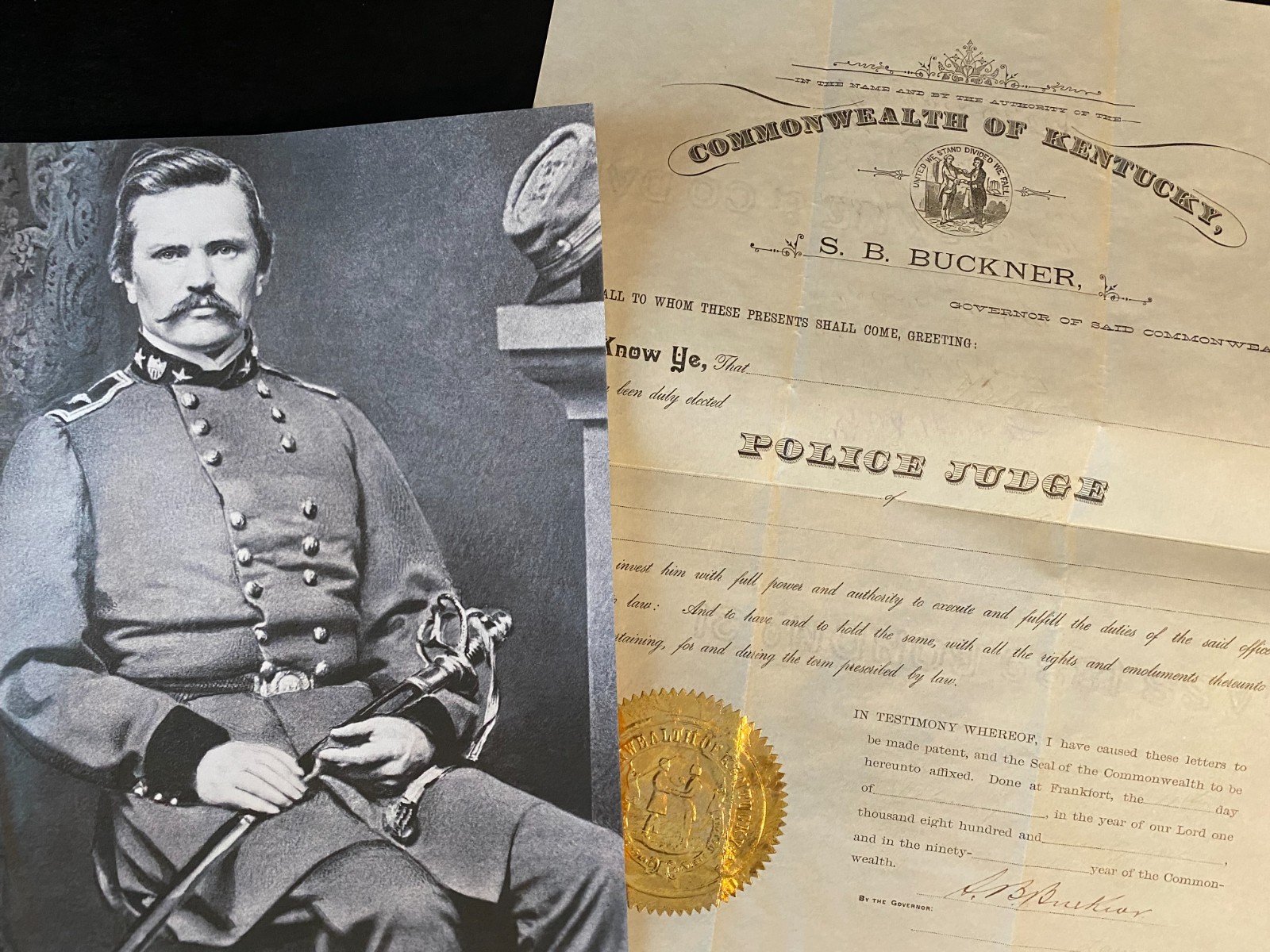 Confederate General Simon B. Buckner 1891 KY Governor signed Document