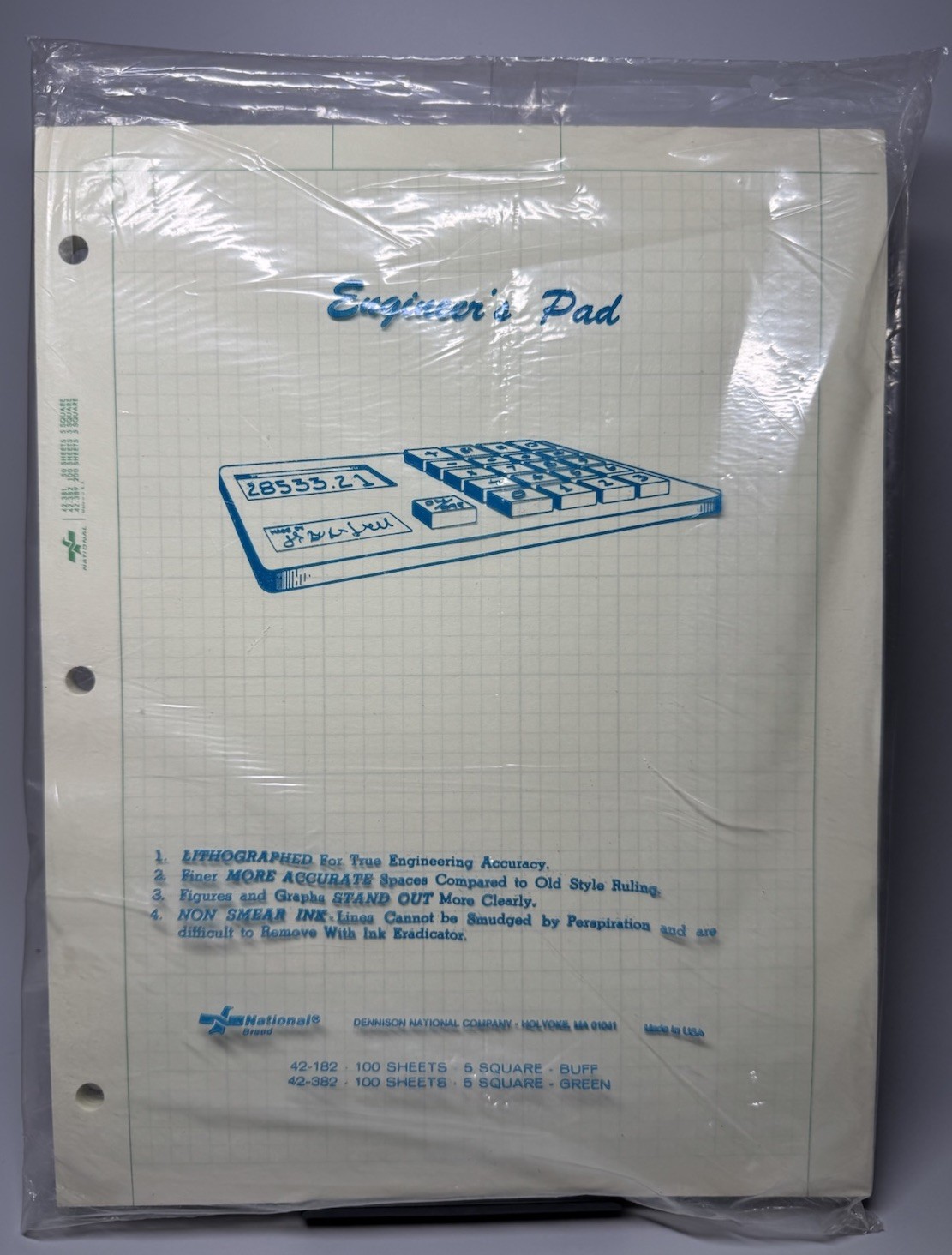 VTG National Brand Engineer\'s Pad 42-182 100 Sheets 5 Square Buff Graph Paper