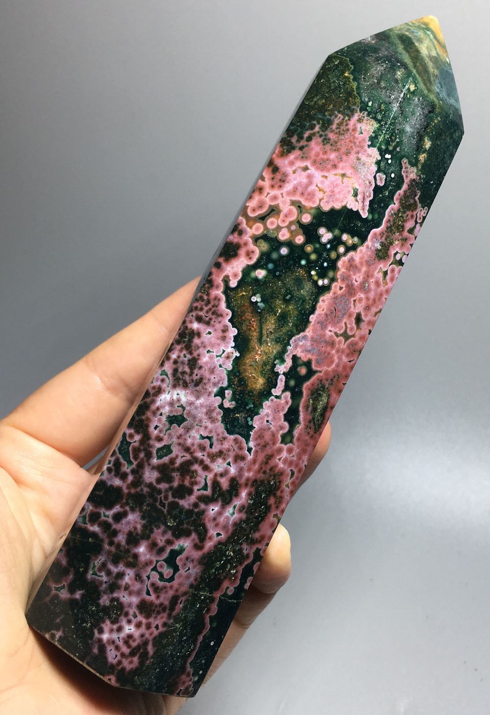 490g NATURAL ocean jasper tower QUARTZ CRYSTAL point stone HEALING
