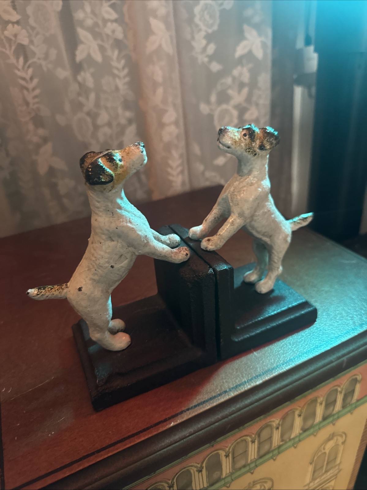 ❤️ Cast Iron Fox Terrier Dog Terry Dog Retro Heavy Bookends Vintage Hand Painted