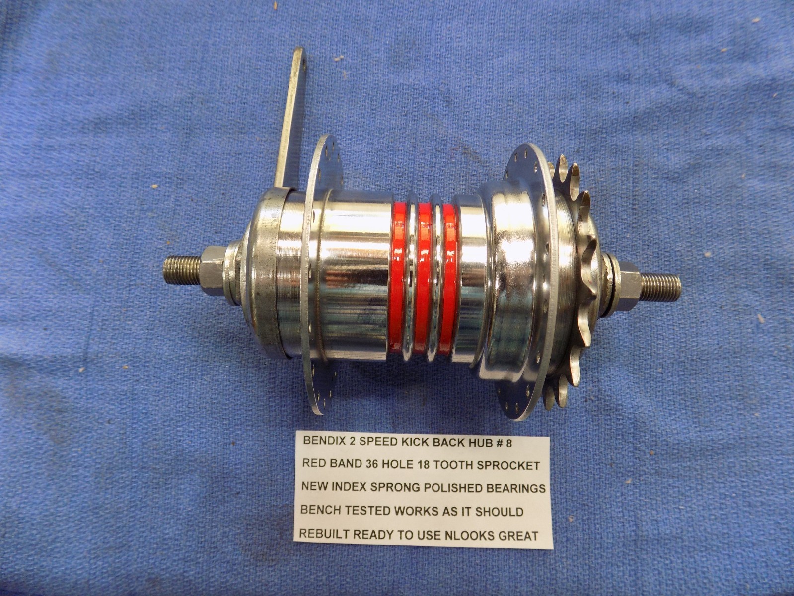 BICYCLE BENDIX 2 SPEED KICK BACK RED BAND 36 HOLE 18 TOOTH NEW SPRING  REBUILT#8