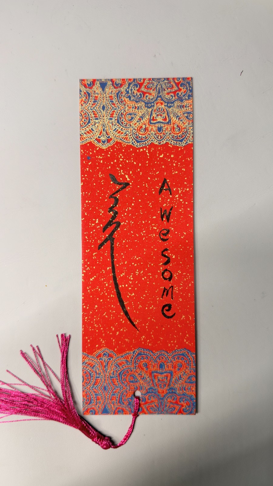 Original Manchu Calligraphy Bookmark AWESOME Handwritten One of a Kind Art Gift