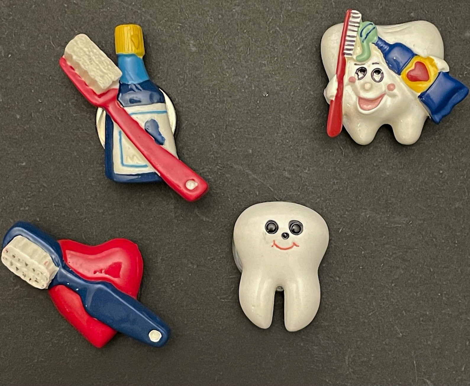 Lot of 4 Vintage Dental Tooth Themed Button Covers
