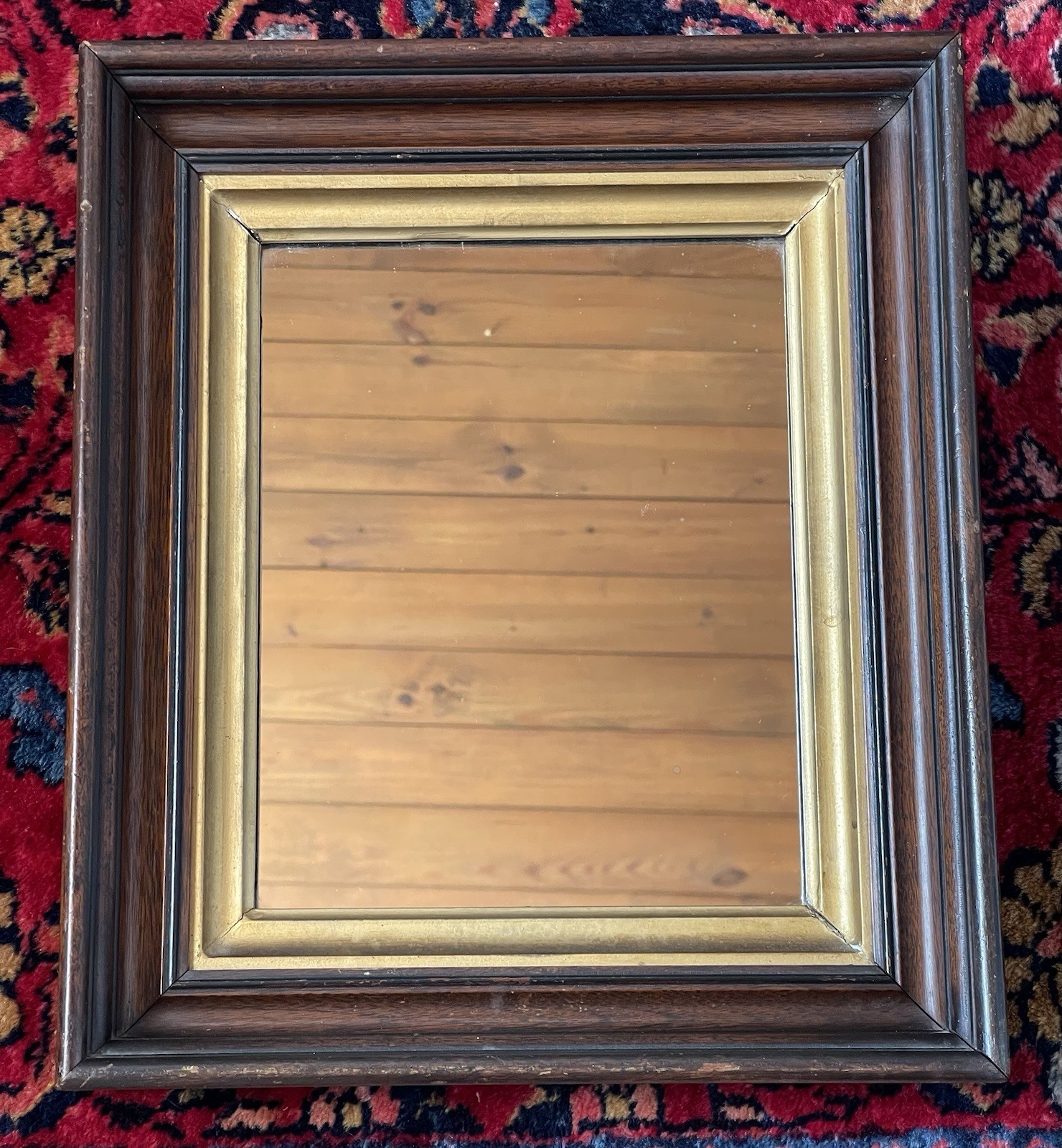 Antique Victorian Gold Gilt Walnut ? Mirror Frame Black Wood 12.25 X 14.25”