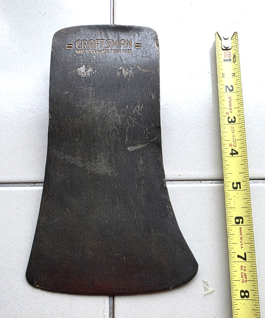 Vtg Stamped CRAFTSMAN (2-line) Single Bit Axe Head 3lb 9oz Great Shape
