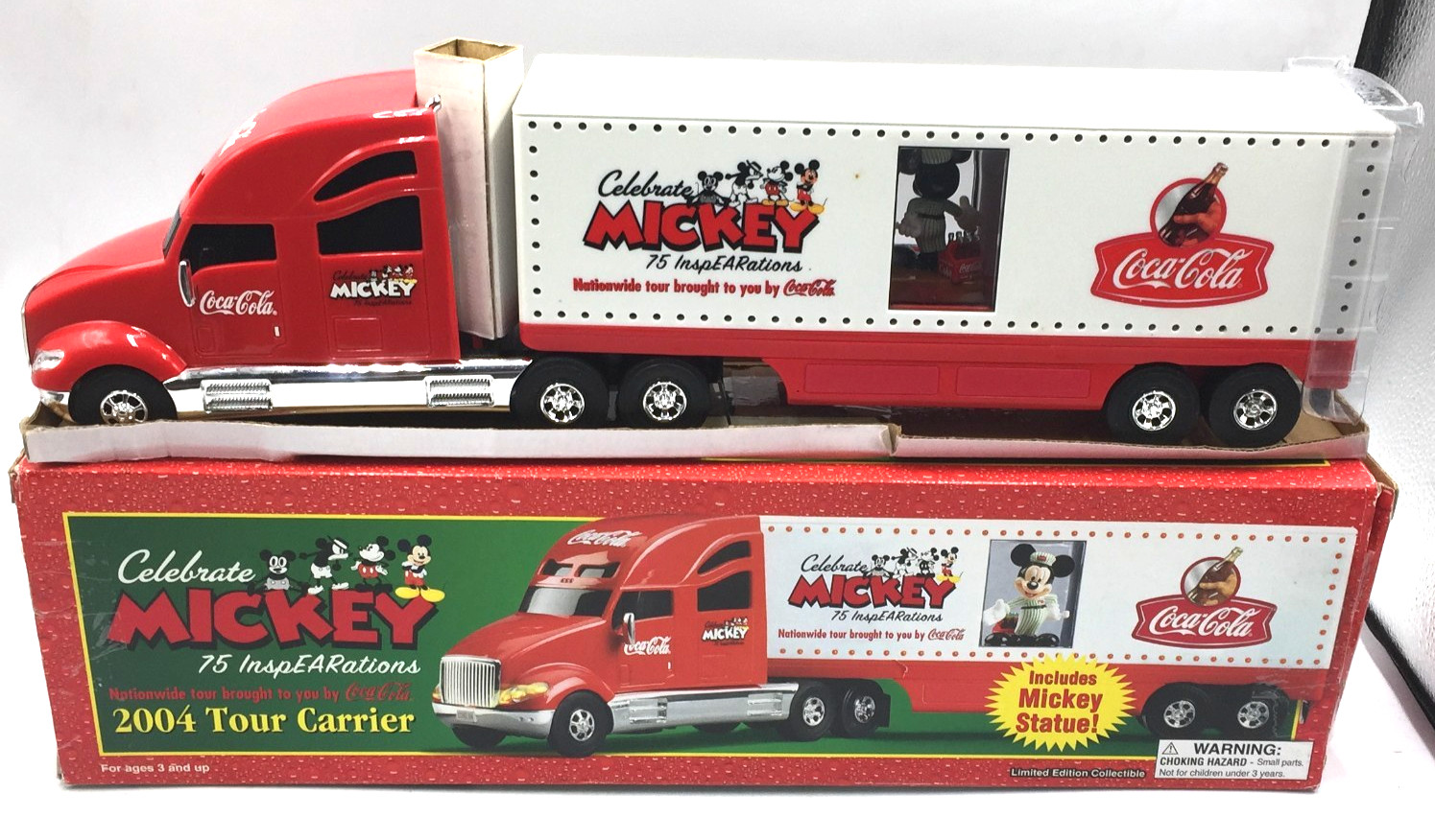 Coca Cola 2004 Celebrate Mickey Tour Carrier New IN Box NOS Mickey Statue