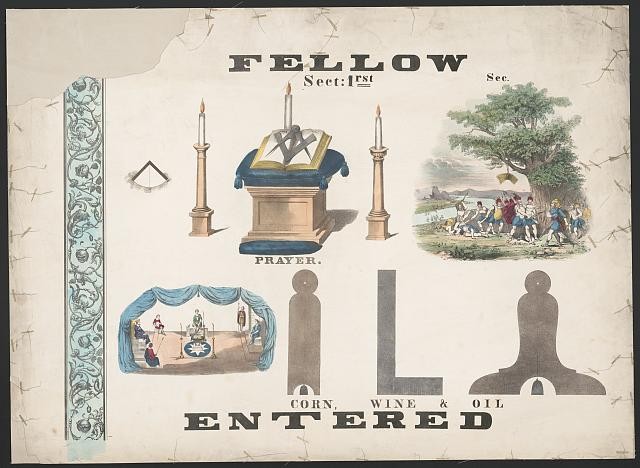 Photo:Masonic Fellow Entered 1st Section Ritual Chart c1900s