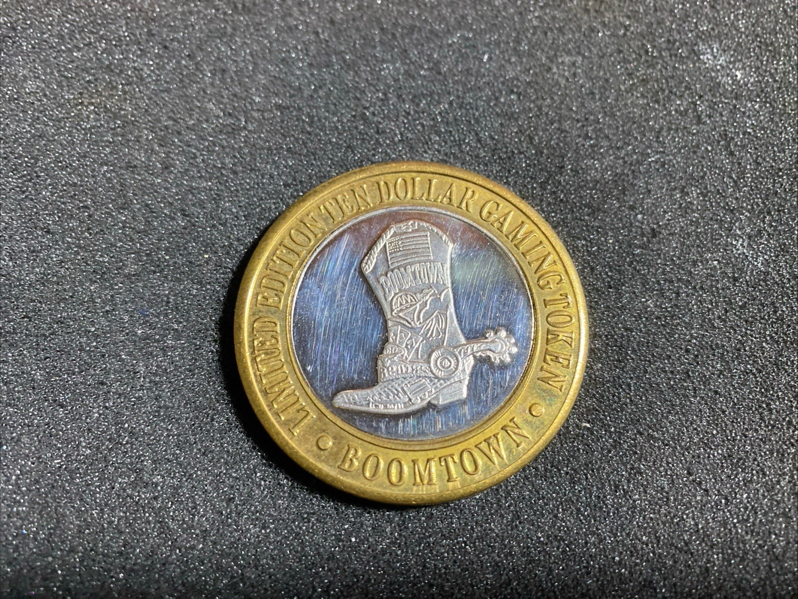 Boomtown Hotel Casino Reno $10 Silver Strike 1995 Boot LM mint mark Ten Dollar