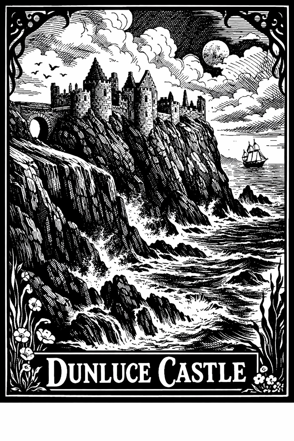 🏰 Dunluce Castle Poster - 24x36”  Premium 💎 Art Print  200GSM paper