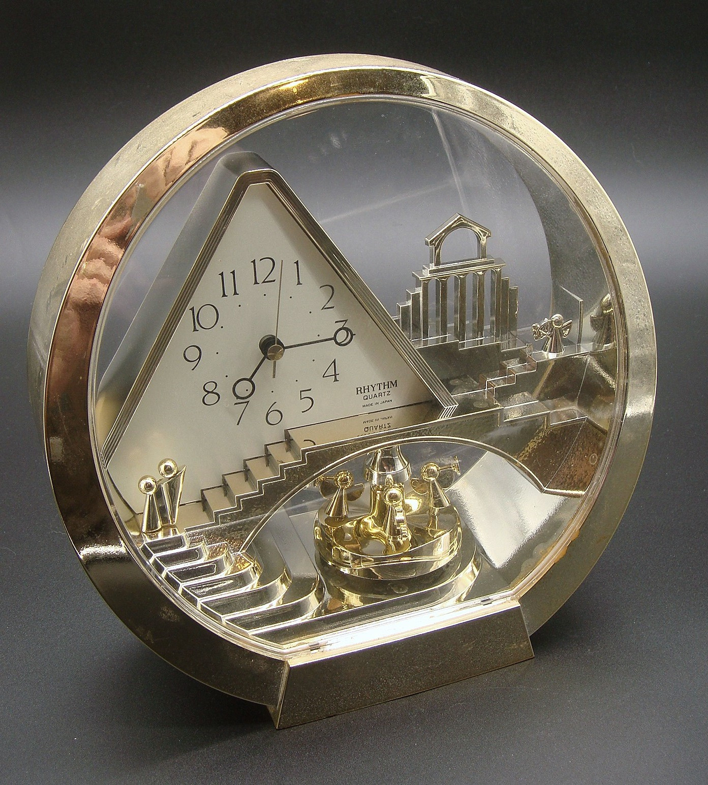 Vtg Rhythm Stairway To Heaven Quartz Mantel Desk Clock Tested Working