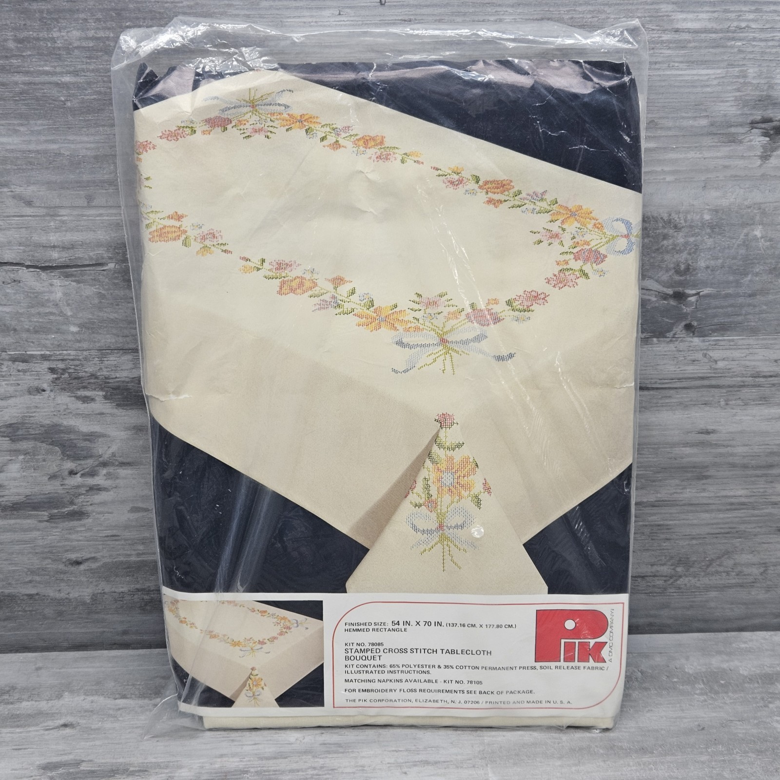 Pik Stamped Cross Stitch Bouquet Vintage USA Made 54\