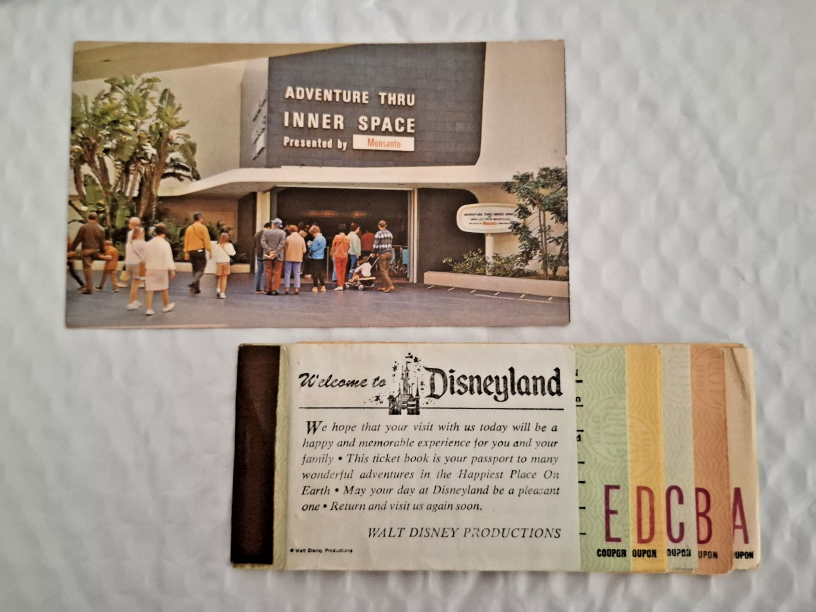 Disneyland 1960s Ticket Book Mixed w/Added Tickets (33 Total)+Inner Space PC WDP