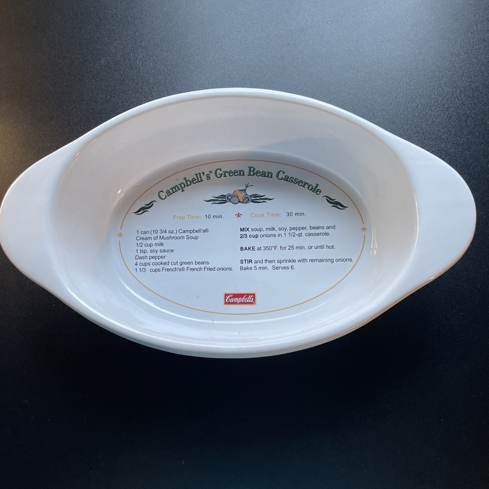 Campbell\'s 2005 Green Bean Casserole Baking Dish Ceramic Bowl 2007 Campbell\'s 2005 Green Bean Casserole Baking Dish Ceramic Bowl 2007