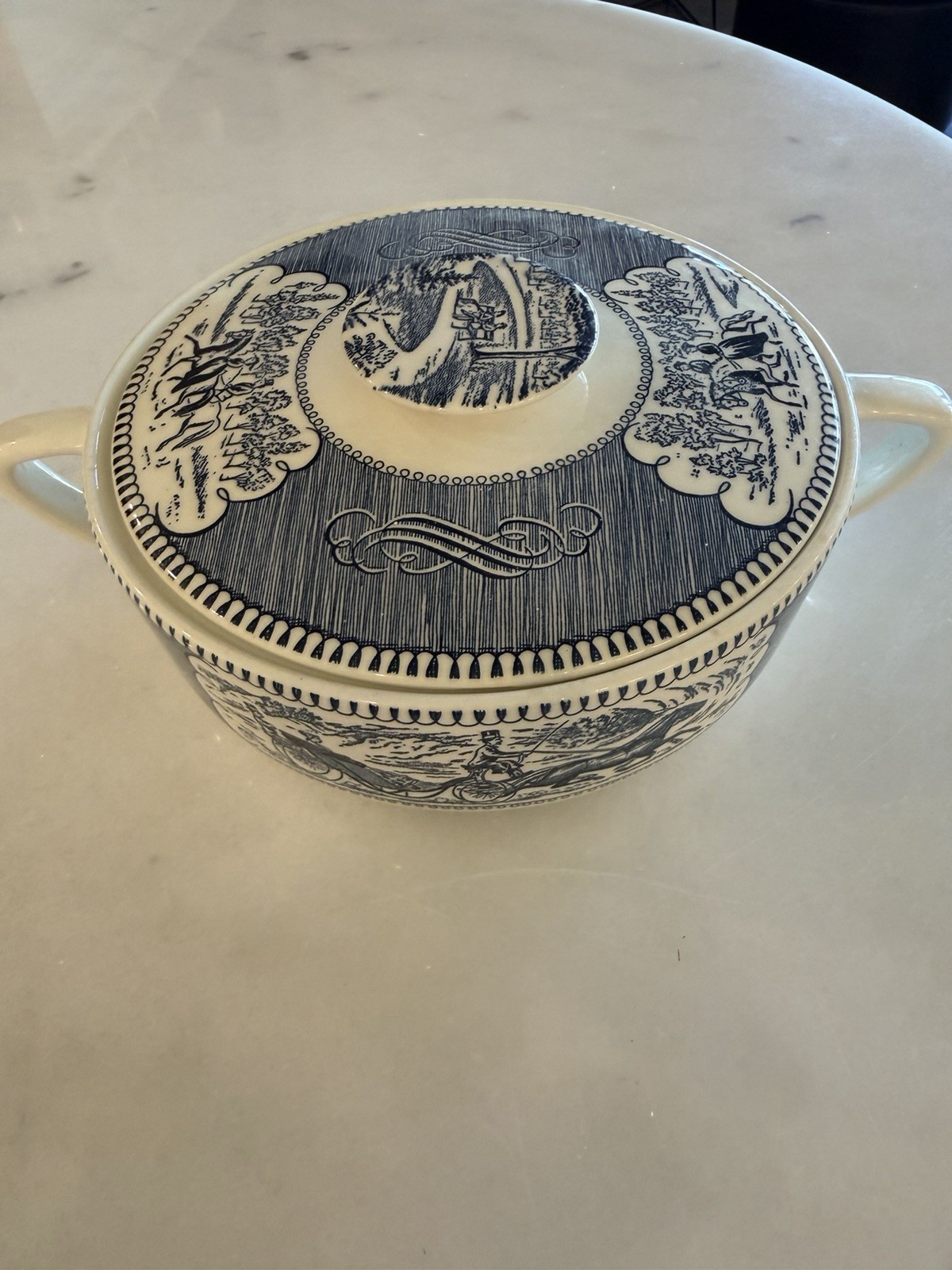 Vintage Royal Currier & Ives Covered Casserole