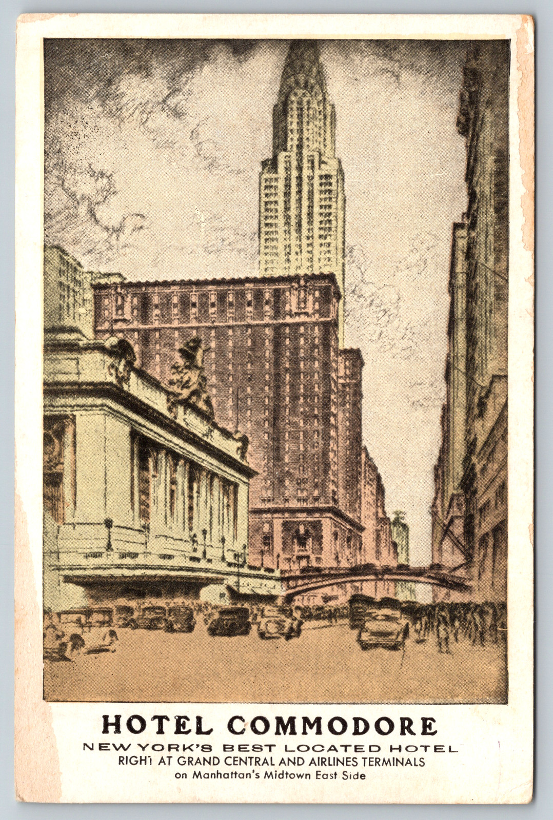 c1950s Hotel Commodore New York Manhattan Antique Vintage Postcard