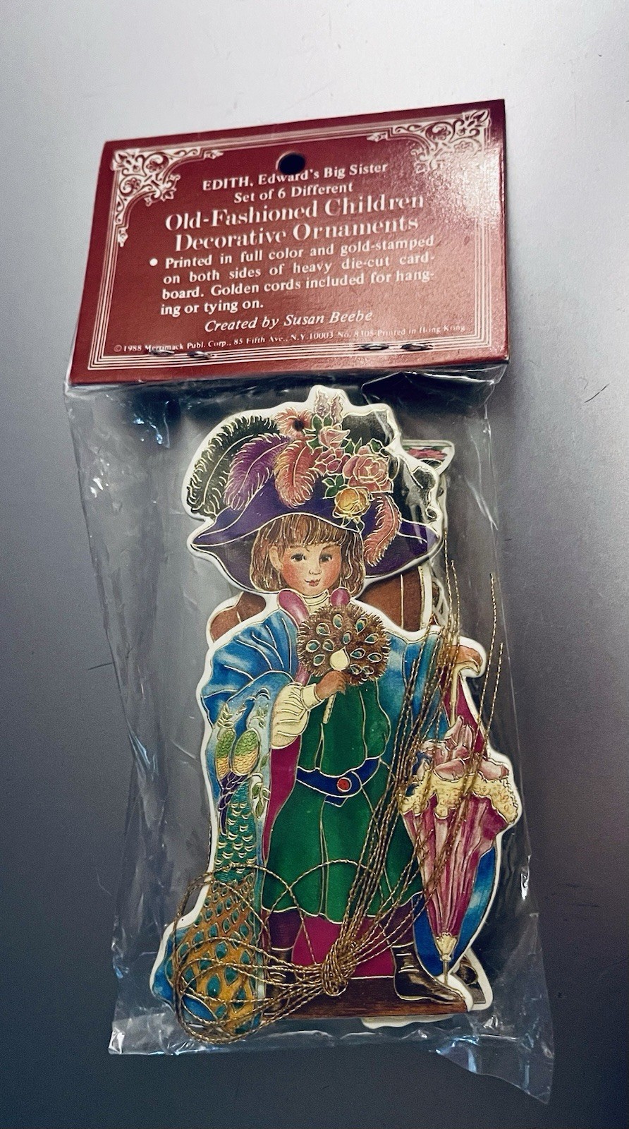 VTG  Old Fashion Kids Die-Cut Cardboard Embossed Christmas Ornaments by Shackman