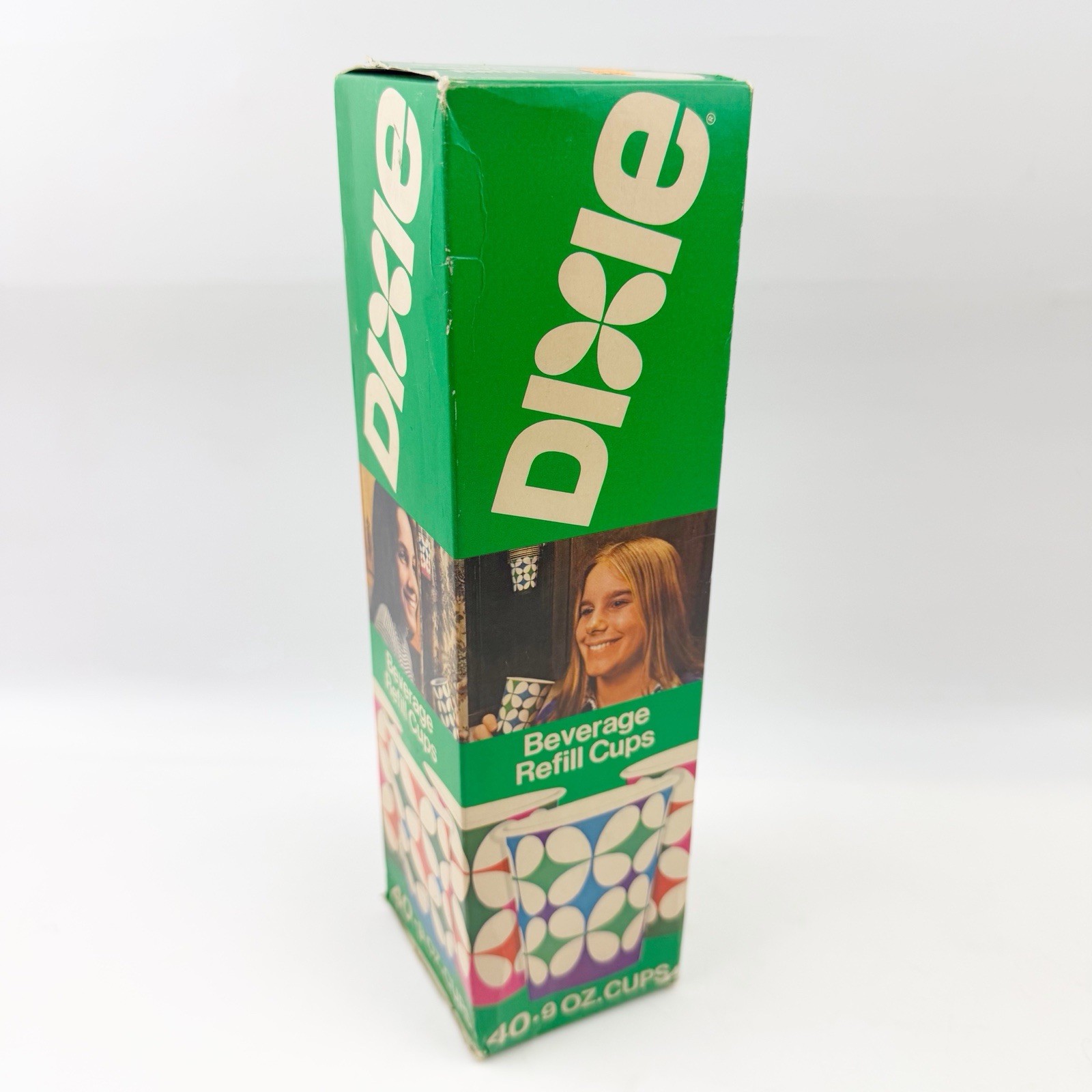 Vtg 70s Dixie Cups Multicolor Psychedelic Flowers Refill Cold New Sealed 9 oz