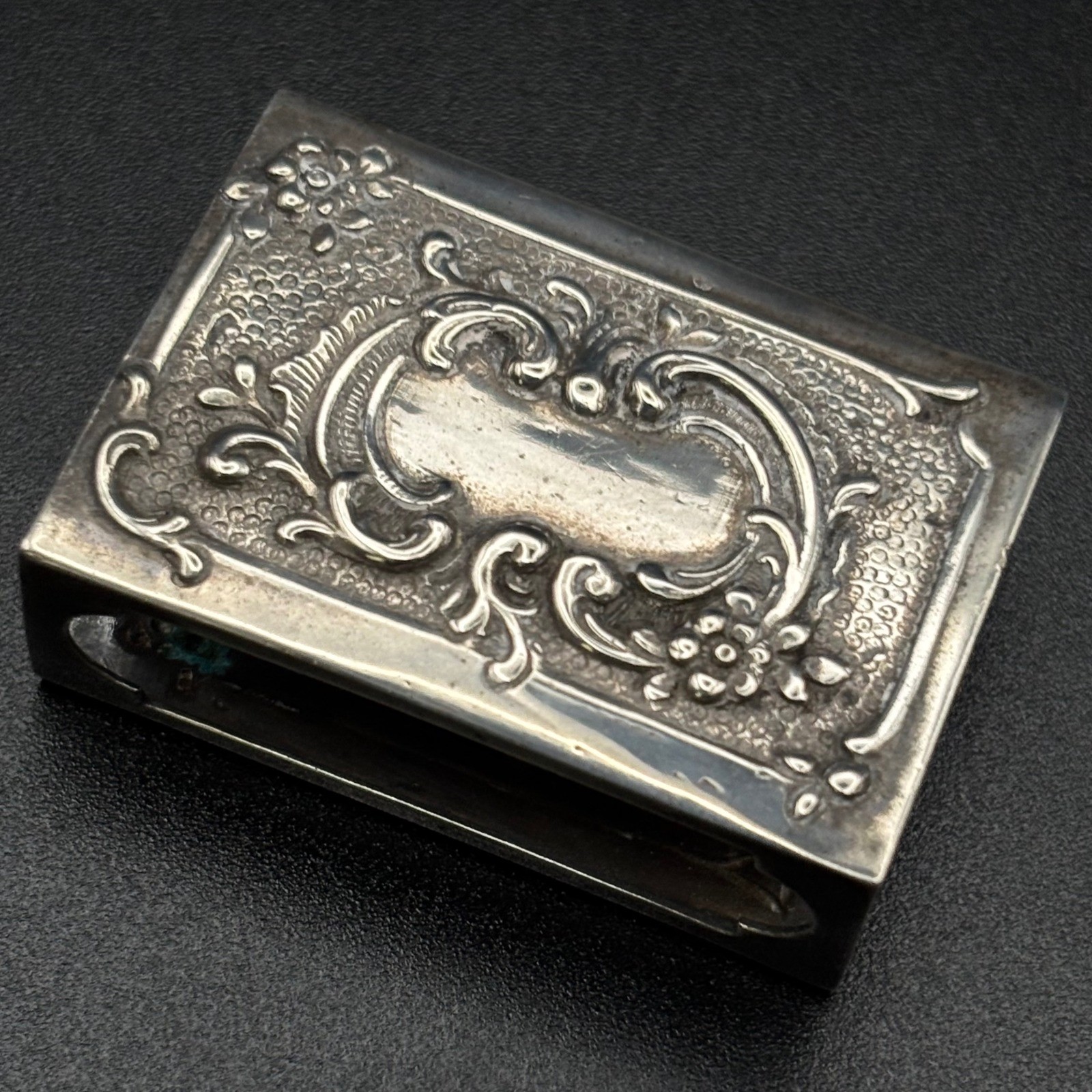 Vintage Germany Matchbox Cover Silver Art Nouveau Repousse Floral Small Vintage Germany Matchbox Cover Silver Art Nouveau Repousse Floral Small