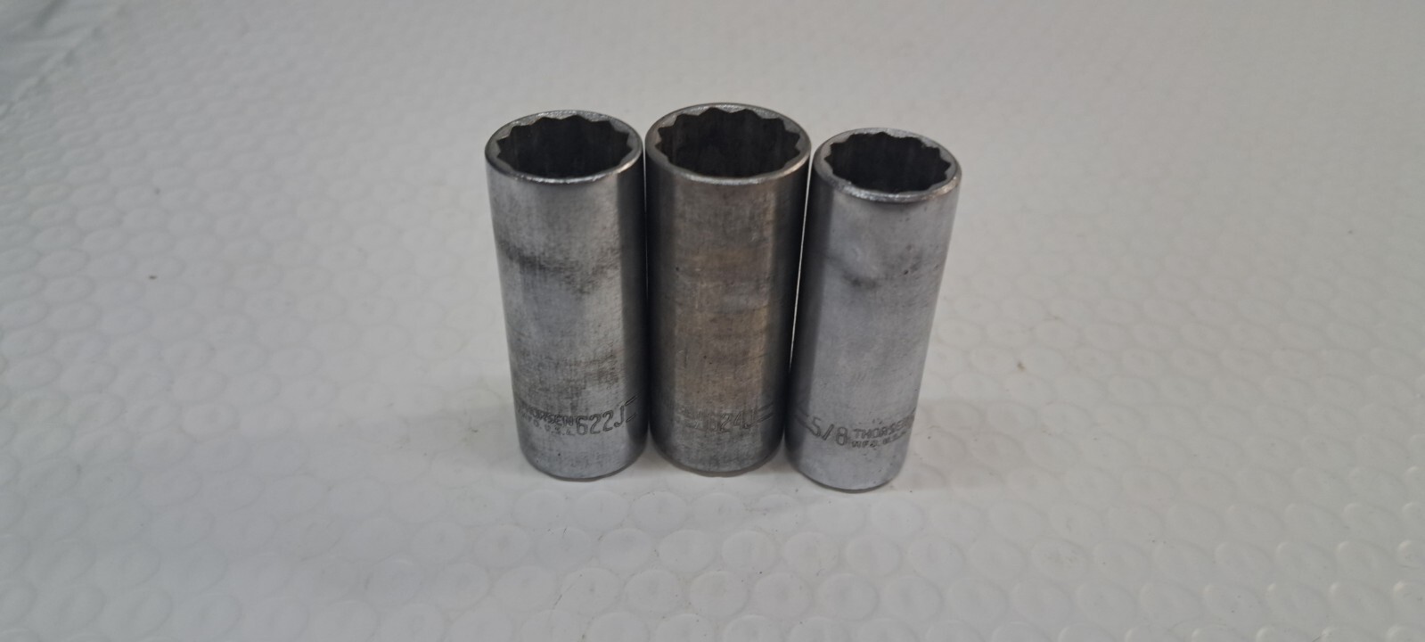 Vintage THORSEN 622J 11/16, 620J 5/8,  624J 3/4 Deep Socket 3/8 d SAE 12 pt USA
