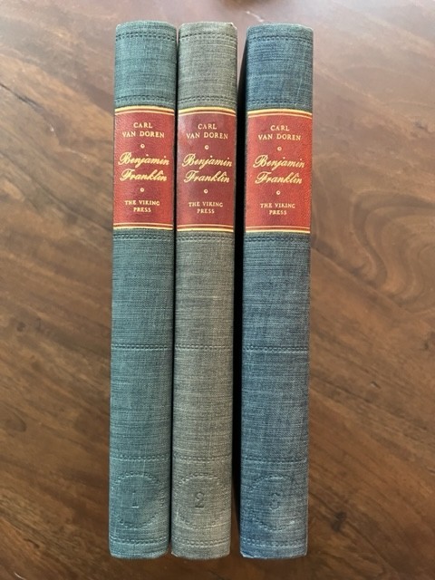 RARE Benjamin Franklin Book Set (3) Signed Carl Van Doren Limited First Edition