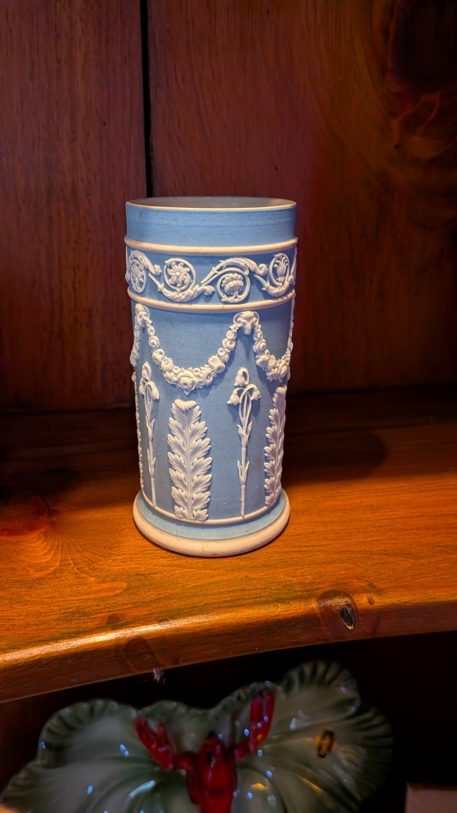 Antique Wedgwood Light Blue Jasperware Neoclassical Spill Vase Vintage Decor