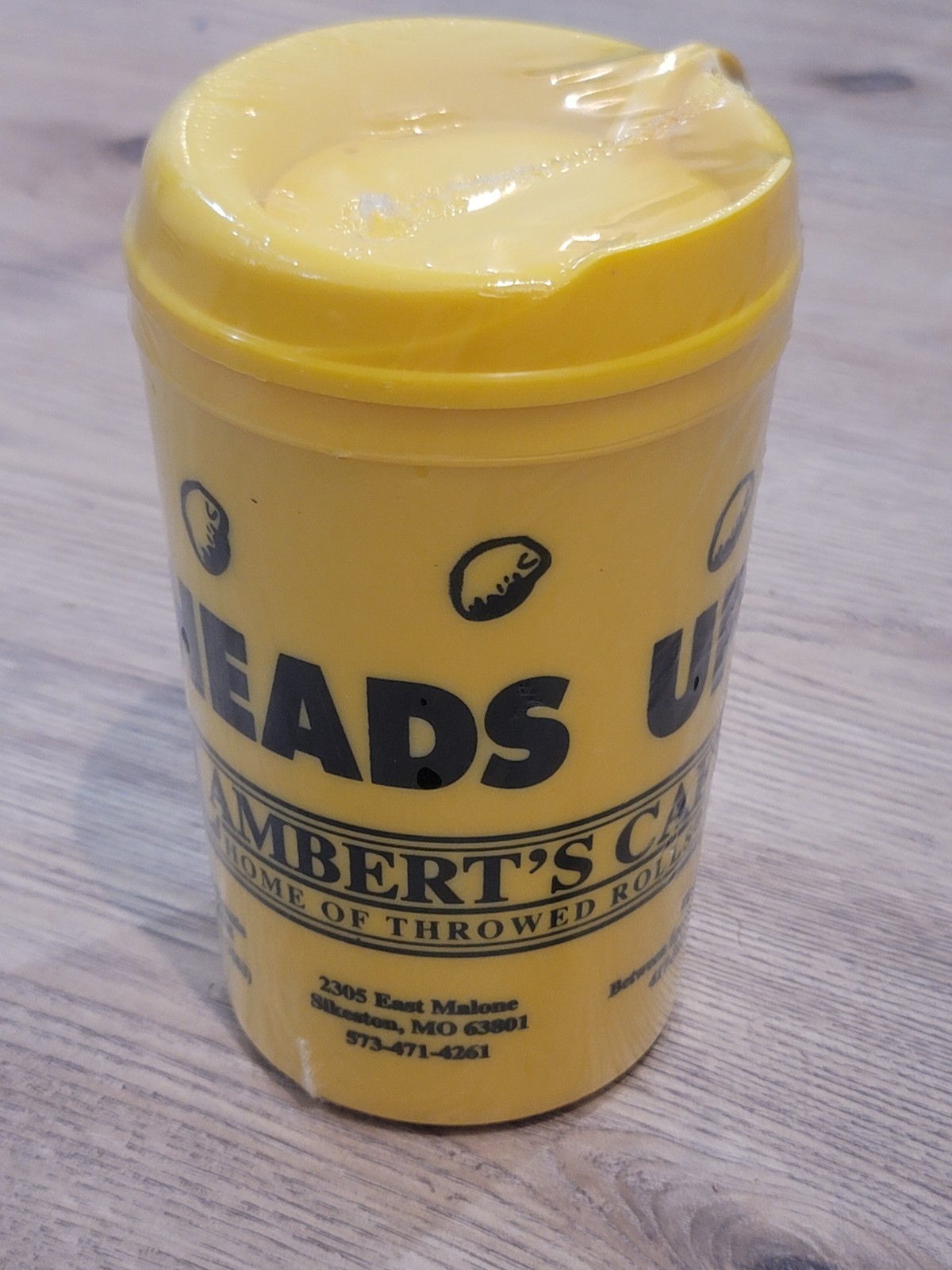 Head’s Up Lambert’s Cafe Home of Thrower Rolls 64oz Travel Mug NEW