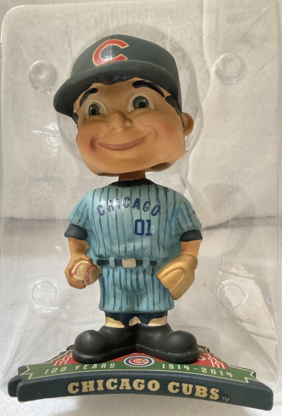 MLB Chicago Cubs 100 Years Retro Bobblehead Figure Blue Pinstripe