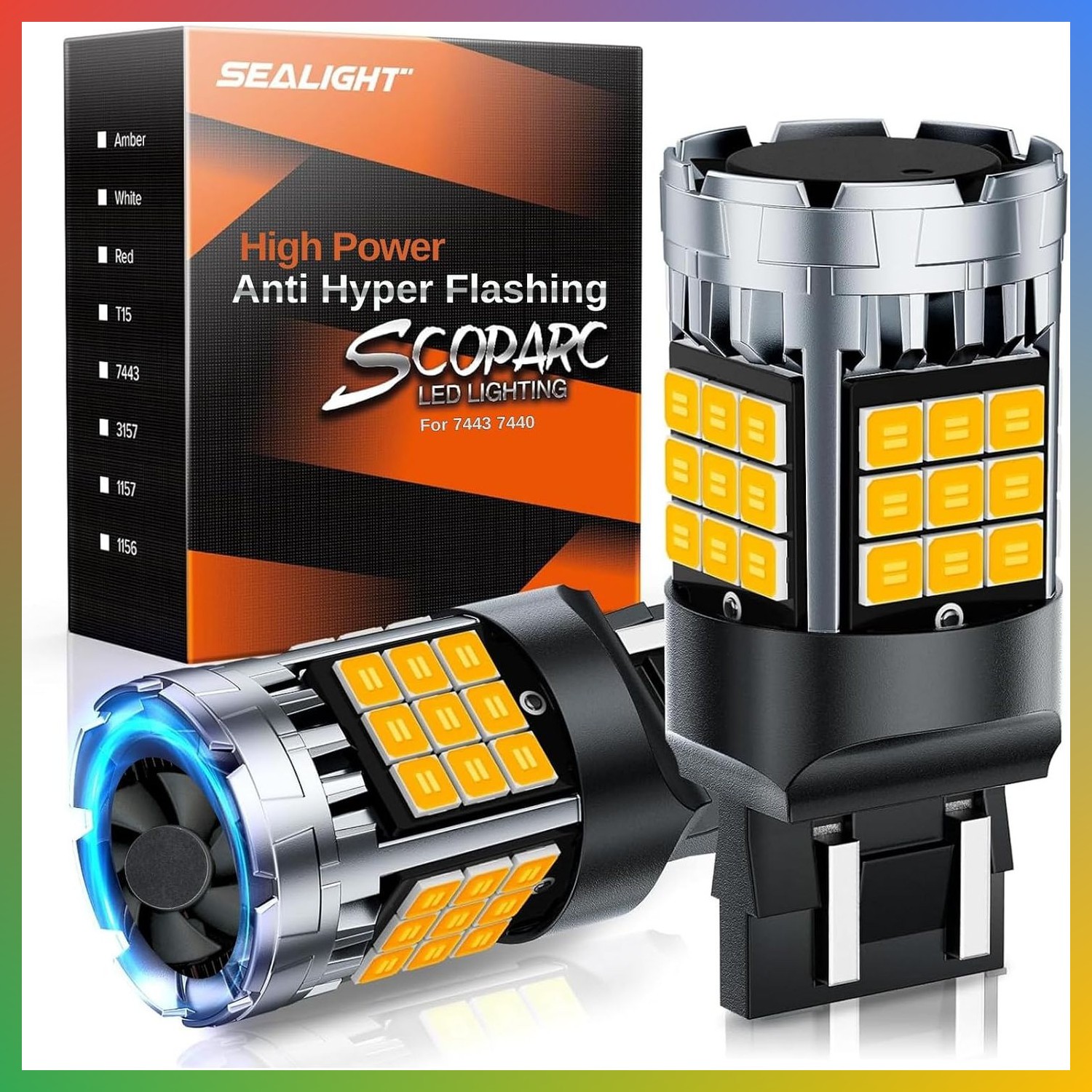 7443 7440 LED Amber Turn Signal Bulb T20 W21W Anti Hyper Flash Pack 2 7443 7440 LED Amber Turn Signal Bulb T20 W21W Anti Hyper Flash Pack 2