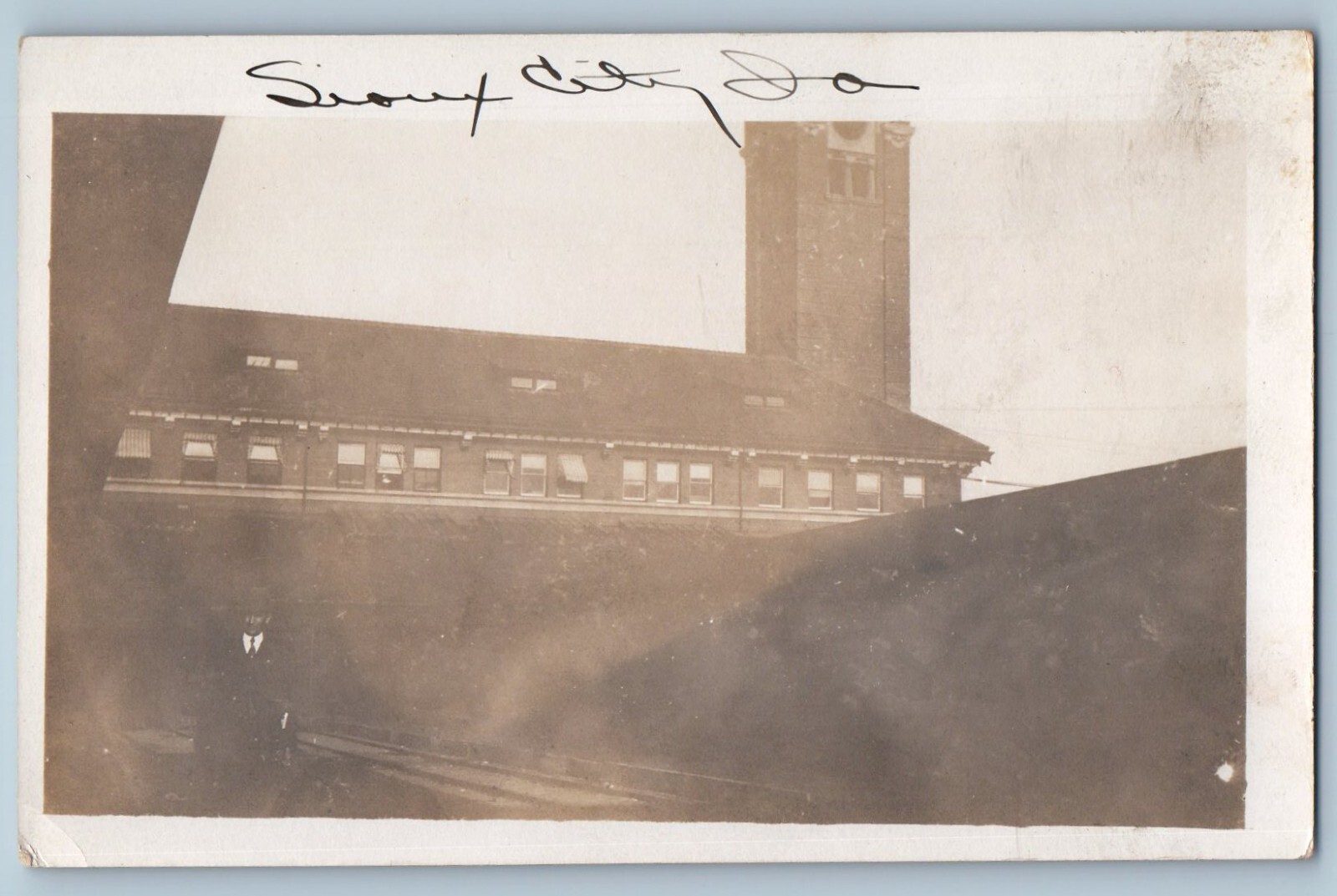 c1910\'s Railroad Station Sioux City Iowa IA RPPC Photo Unposted Antique Postcard