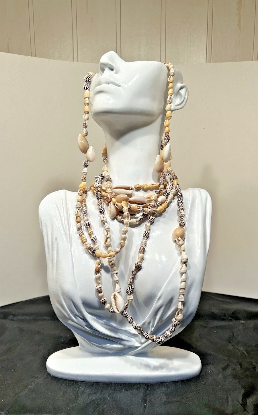 Vtg-style Hawaiian Seashell necklaces (3) Natural Cowrie/ Puka Shells 34\