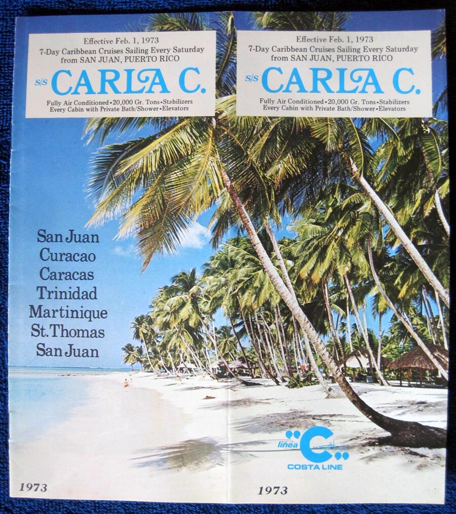S/S CARLA C -- 1973 Caribbean Brochure -- Costa Line / Linea \