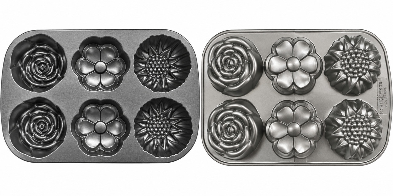 Nordic Ware Floral Bouquet Mini Bundt Cake Pan - 6 Cavity Molds - Pre-Owned