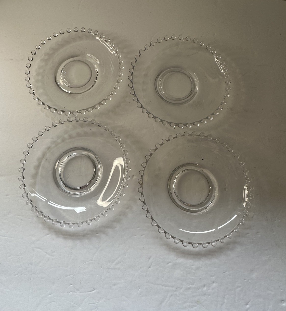 VTG Hobnail Candlewick Clear Glass Saucers Set Of 4