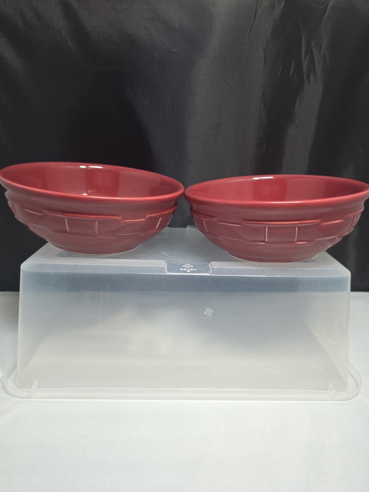 Longaberger Pottery Woven Traditions Paprika Soup Cereal Bowls Set of 2 Longaberger Pottery Woven Traditions Paprika Soup Cereal Bowls Set of 2