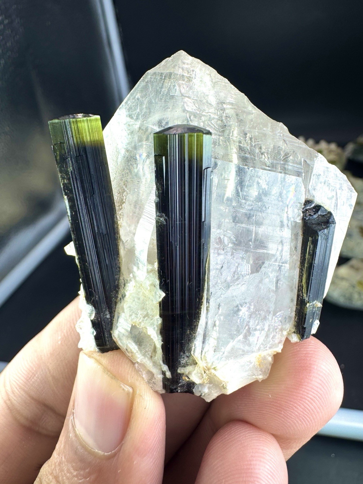 340 CTs Natural Beautiful Green Cape Tourmaline Crystal With Quartz Specimen