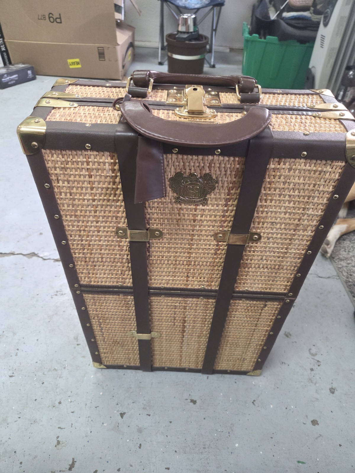 Prizmic & Brill Wicker Campaign Trunk Safari Travel Case Bar Chest - Read AS IS