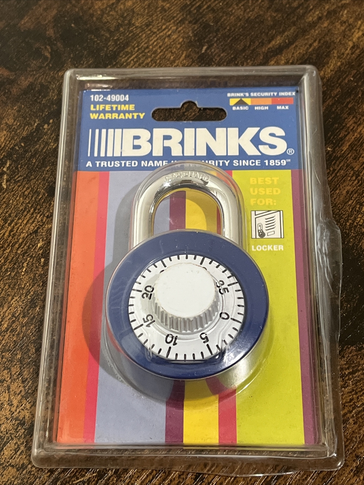 Brinks 102-49004 Steel Dial Combination Old School Padlock Blue  1-7/8-Inch 48Mm