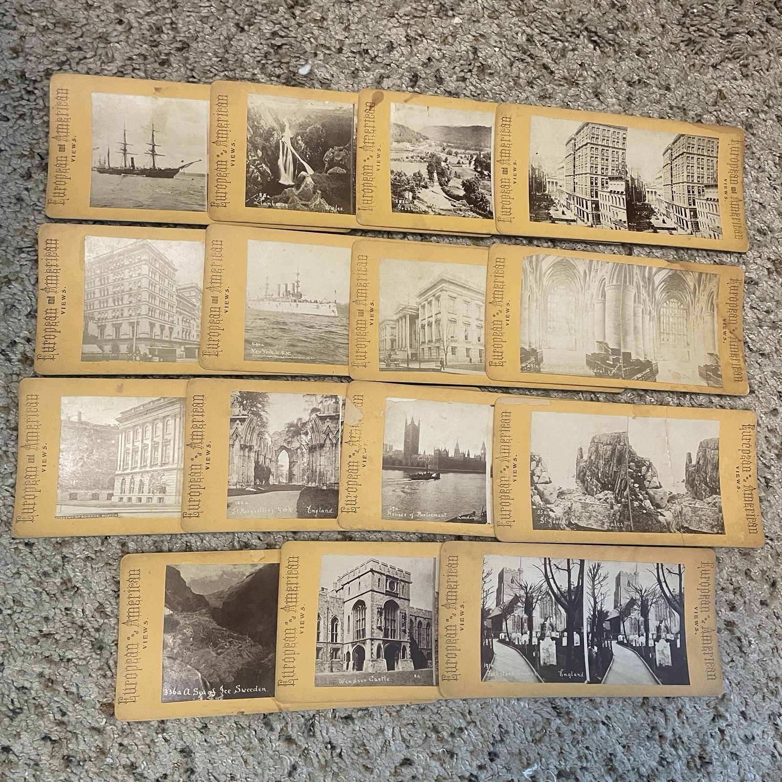 STEREOVIEWS - grouping of 15 stereoviews from the “European and American Views”