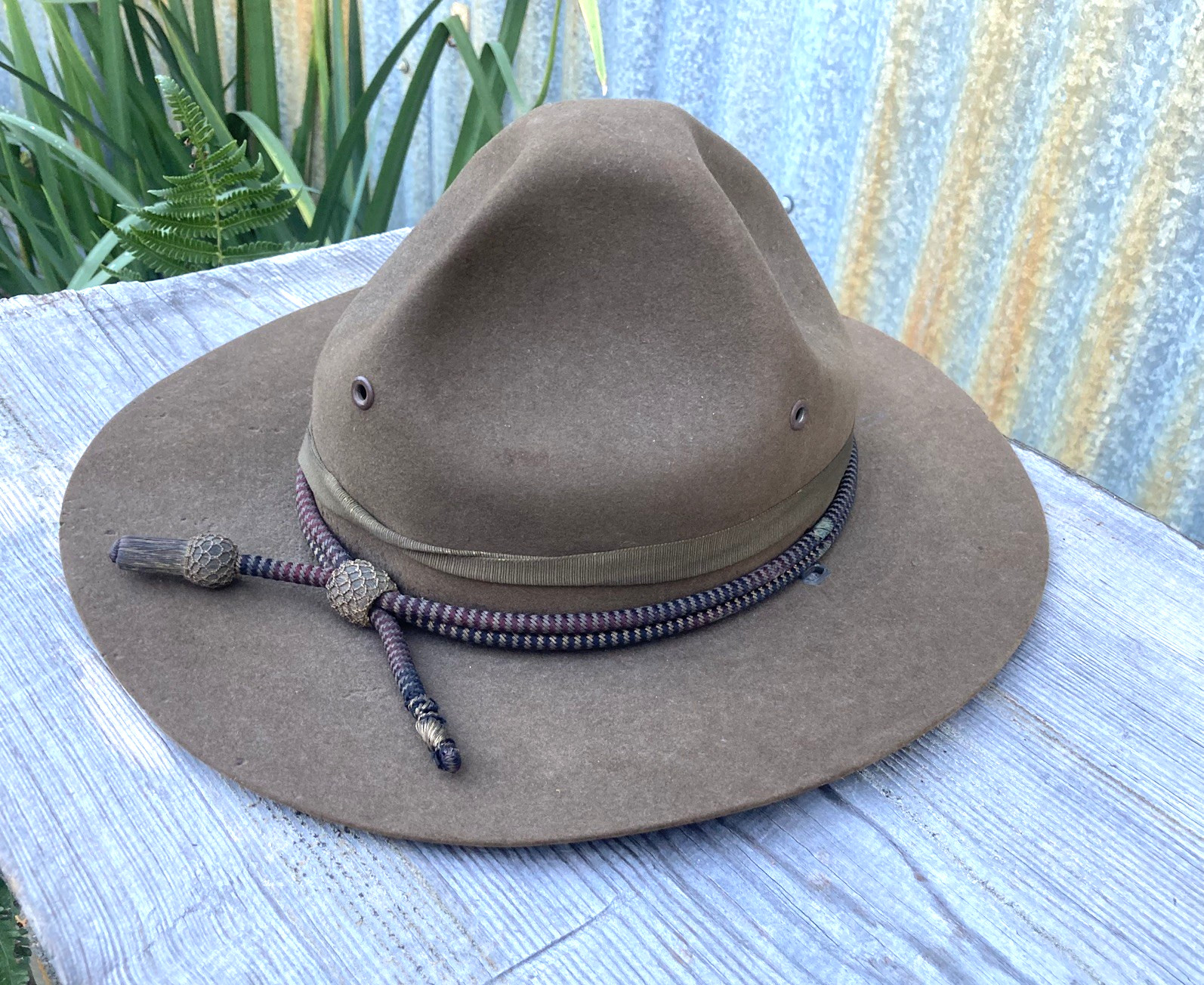 WWI US Army M1911 Commissioned Officer Campaign Hat Black/Gold Cord 7 3/8