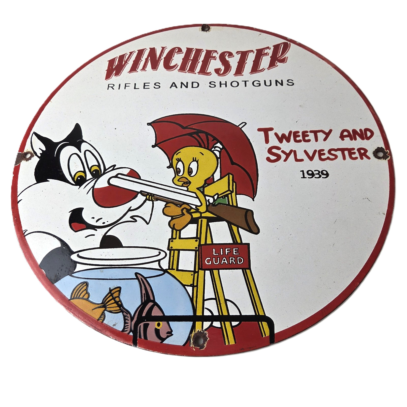Vintage Winchester Porcelain Sign - Rifles Shotguns Gas Service Pump Sign
