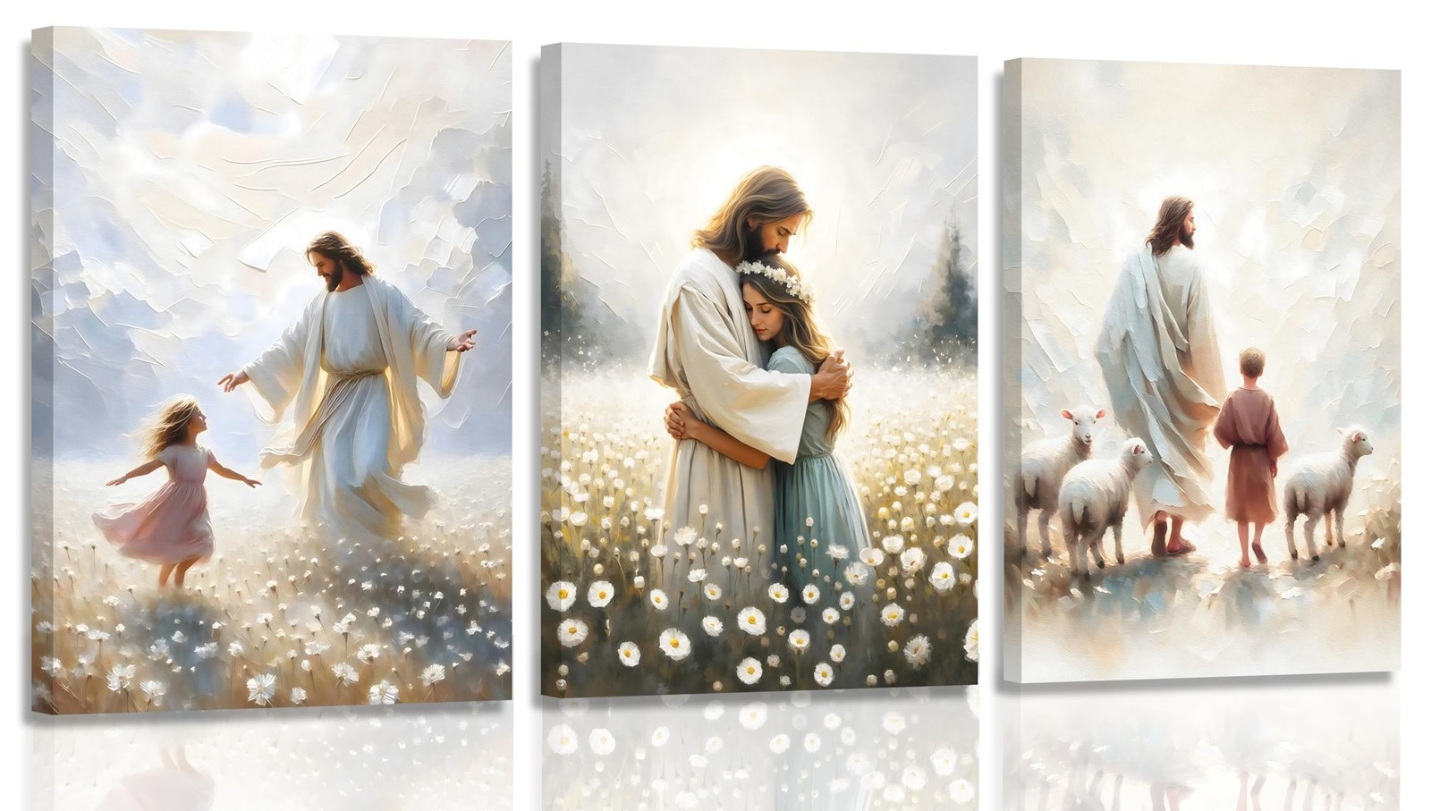 3pcs Framed Christian Jesus Wall Art 16x24 inches Can Be Hung Directly | Jesu... 3pcs Framed Christian Jesus Wall Art 16x24 inches Can Be Hung Directly | Jesu...